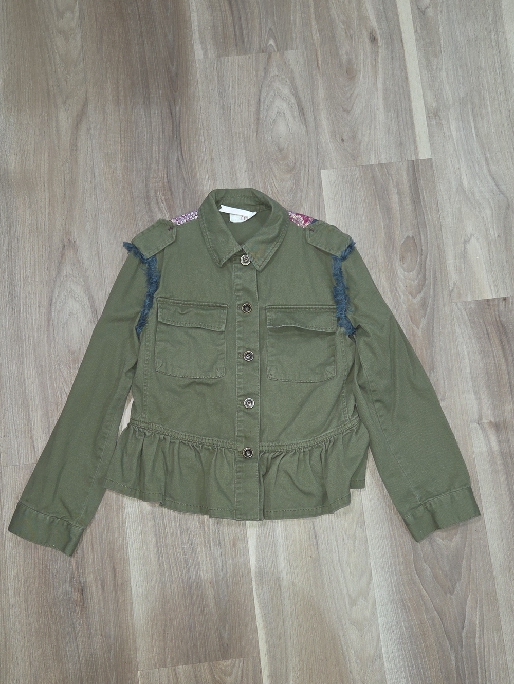 •435 By Matilda Jane• Little Girls Green Military Style Button Down Jacket